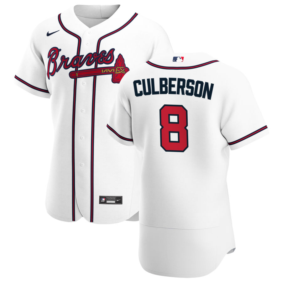 Atlanta Braves #8 Charlie Culberson Men Nike White Home 2020 Authentic Player MLB Jersey